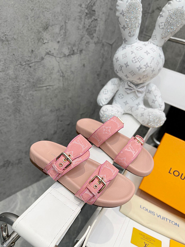 LV high version 2022 Milan exhibition walking embroidered thick sole slippers 35-41_-79da243b